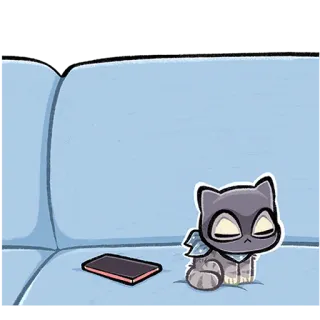 😒 고양이, 슬픈, 소파, 졸린, 동물, 만화 telegram sticker