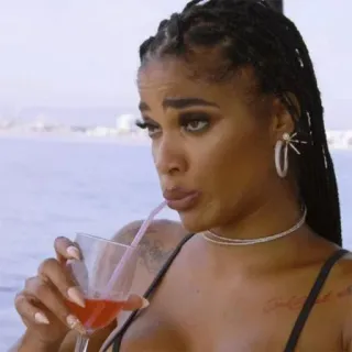 🙄 woman, drink, cocktail, person, female, portrait, indoors, beauty telegram sticker