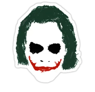 😊 Joker Coringa, Batman, vilão, história em quadrinhos, DC Comics, palhaço, rosto, adesivo telegram sticker