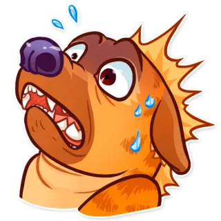 😨 狗, 卡通, 害怕, 汗, 震惊, 表情 telegram sticker
