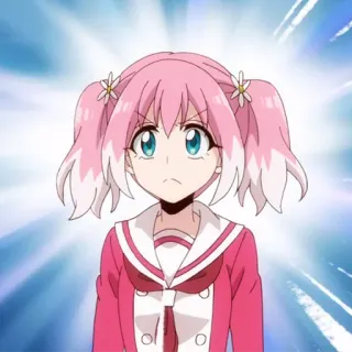 😠 anime, chica, pelo rosa, linda, dibujos animados telegram sticker