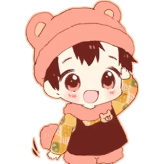 🤔 słodkie, chibi, anime, dziecko, miś telegram sticker