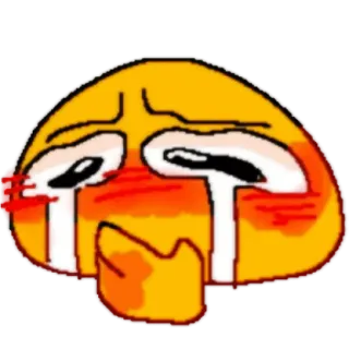 😀 emoji, verdrietig, huilen, geel, cartoon telegram sticker