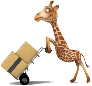 🛒 Giraffe, Cartoon, Kisten, Lieferung, Tier telegram sticker