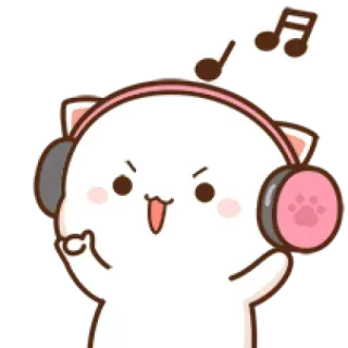 🐥 kucing, headphone, musik, lucu, hewan, stiker, kartun telegram sticker