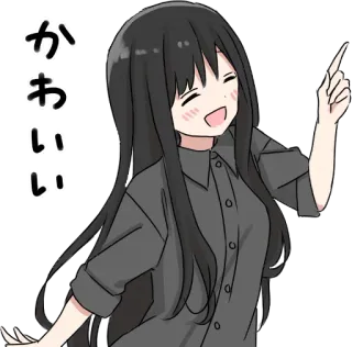 👆 かわいい animé, fille, mignon, kawaii, pointant whatsapp sticker