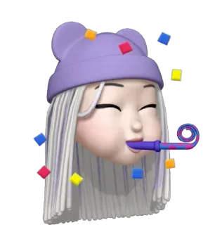 🥳 ăn mừng, tiệc, hoa giấy, dễ thương, phụ nữ, mũ, biểu tượng cảm xúc, lễ hội, vui vẻ whatsapp sticker