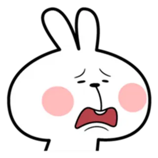 😔 lapin, dessin animé, triste, pleurs, lapinou, mignon, emoji, autocollant telegram sticker