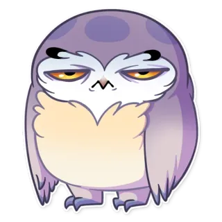 😑 猫头鹰, 鸟, 卡通, 可爱, 动物, 贴纸 telegram sticker