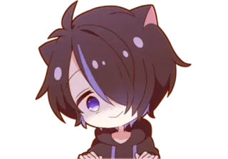 😈 Estilo anime, Orelhas de gato, Desenho animado, Fofo, Chibi, Kawaii telegram sticker