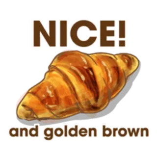🥐 NICE!
and golden brown cornetto, bello, dorato, cibo, pasticceria, colazione whatsapp sticker