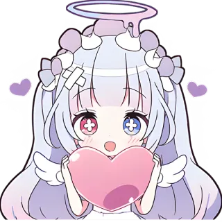 🫶 anime girl, cute, heart, angel, purple, kawaii, sticker telegram sticker