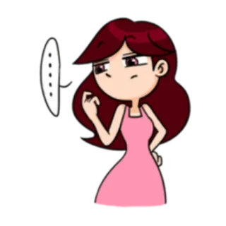 😐 cartoon, girl, annoyed, expression telegram sticker