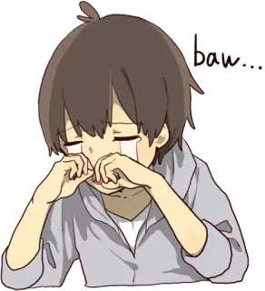 😭 baw... płacz, smutny, rozgniewany, łzy, chłopak, styl anime telegram sticker
