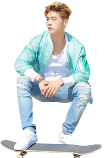 🙂 Skate, Homem, Casual, Jeans, Sentado, Streetwear whatsapp sticker
