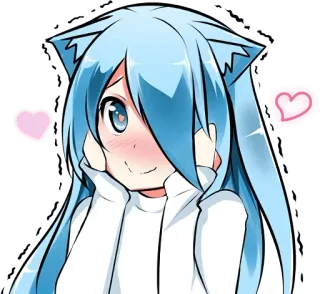 😍 สาวอนิเมะ, น่ารัก, เขิน, คาวาอิ, หัวใจ, สติกเกอร์ telegram sticker