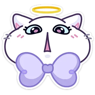 ⭐ 猫, 動物, ステッカー, かわいい, 漫画, 天使, 天使の輪, リボン telegram sticker
