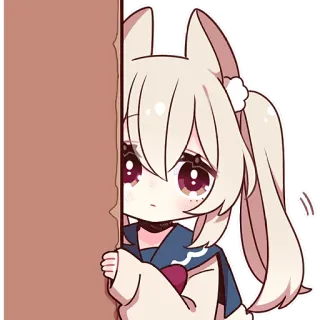 😶 cô gái anime, dễ thương, tai thỏ, hoạt hình, nhãn dán, kawaii, chibi whatsapp sticker