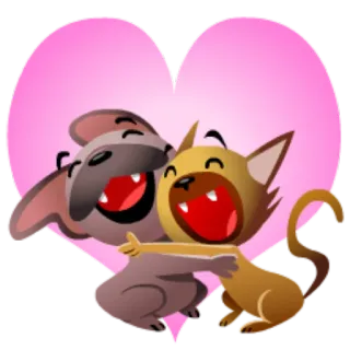 👨 gato, cão, abraço, amor, coração, animais telegram sticker