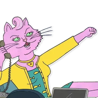 📞 Princess Carolyn BoJack Horseman кот, розовый, бизнес, телефон, мультфильм, телешоу, злой telegram sticker