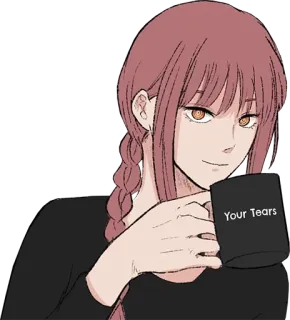 😏 Makima Chainsaw Man Your Tears anime, chainsaw man, makima, tears, cup, mug telegram sticker