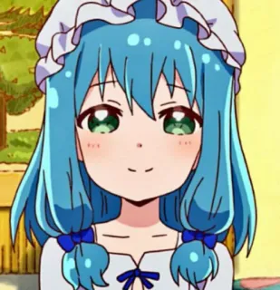 💙 Anime, Kartun, Imut, Gadis, Rambut biru, Kawaii, Tersenyum telegram sticker