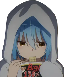 🍜 Big! Anime, Mangiare, Noodles, Felpa con cappuccio, Cibo telegram sticker