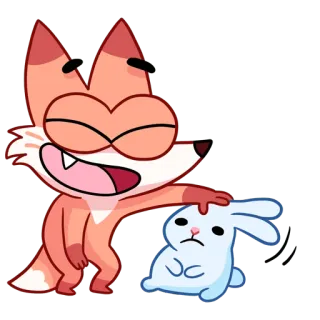 ☺️ fox, rabbit, animals, cartoon, happy, sad telegram sticker