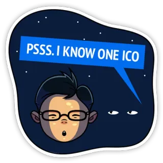 🧟‍♂️ PSSS. I KNOW ONE ICO ICO, sussurro, informazioni riservate, criptovaluta, finanza, cartoni animati telegram sticker