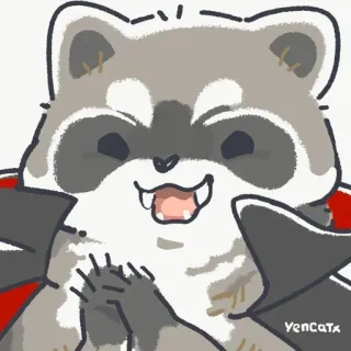 😈 raccoon, animal, cute, cartoon, vampire, funny telegram sticker