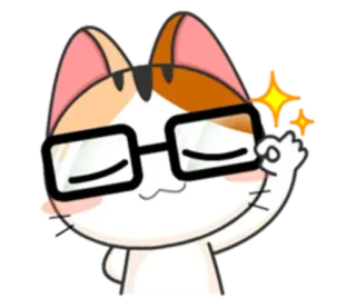 🤓 chat, nerd, lunettes, mignon, emoji, joyeux, ok whatsapp sticker