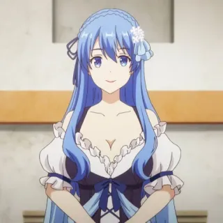 😛 anime, chica, pelo azul, personaje, ilustración, linda whatsapp sticker