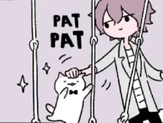 😄 PAT PAT Katze, Anime, Haustier, Cartoon, Süß, Herzerwärmend, Manga telegram sticker