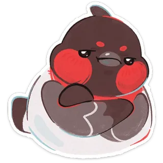 😒 Vogel, niedlich, rot, Tier, Cartoon, Aufkleber telegram sticker