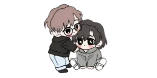 ▫️ Chibi, Kawaii, Pareja, Mono, Anime whatsapp sticker