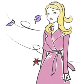 🌬 phụ nữ, mùa thu, lá cây, thời trang, màu hồng, áo khoác telegram sticker
