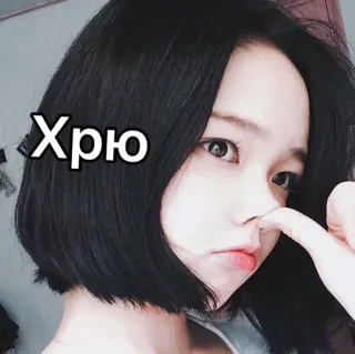 🐷 Хрю chica, asiática, selfi, cerdo, nariz, retrato telegram sticker