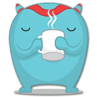 ☕ 귀여운, 괴물, 커피, 차, 휴식, 힐링, 만화 telegram sticker