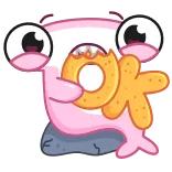 👌 OK potwór, pączek, jeść, OK, kreskówka telegram sticker