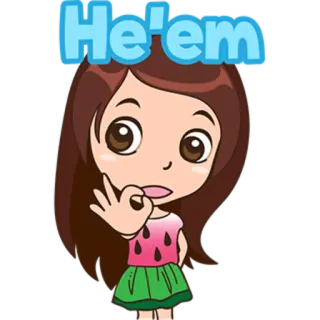 😌 He'em Desenho animado, Garota, Gesto de mão, Gesto OK, Ofensivo, Meme, Gíria da internet telegram sticker