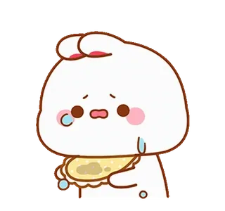😰 buồn, khóc, thỏ, dễ thương, hoạt hình, ăn whatsapp sticker