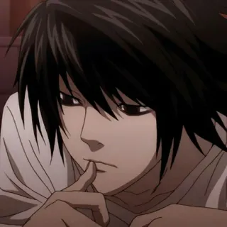 🤔 L Death Note L, Death Note, anime, character, detective, thinking, intellectual telegram sticker