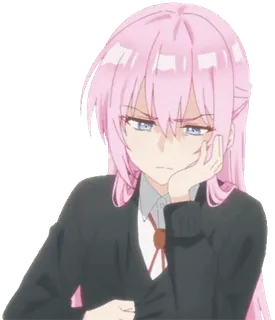 π‘ anime, girl, pink hair, pout, school uniform, female telegram sticker