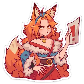 ‼ raposa, antropomórfico, menina, zangada, fantasia, ponto de exclamação whatsapp sticker