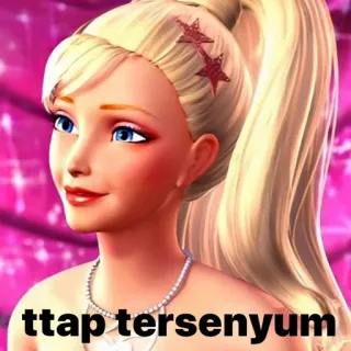 🤮 Barbie ttap tersenyum Barbie, uśmiechnięta, twarz, blondynka, pozytywny, Meme telegram sticker