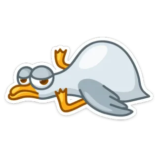 🤪 pássaro, pato, ganso, cansado, preguiçoso, desenho animado, animal whatsapp sticker