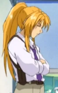😒 Anime, Frau, Pferdeschwanz, Ernst, Krawatte, Business telegram sticker