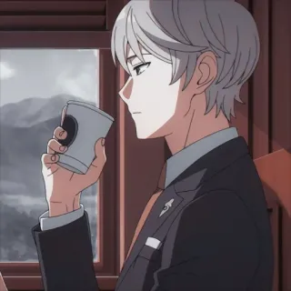 ☕️ Anime, Homme, Café, Costume, Train telegram sticker