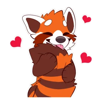 ❤️ Panda, Rode panda, Dier, Schattig, Hartjes, Cartoon telegram sticker