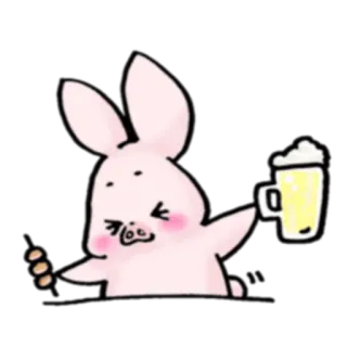 🍺 кролик, зайчик, пиво, напиток, вечеринка, милый, животное, праздник telegram sticker